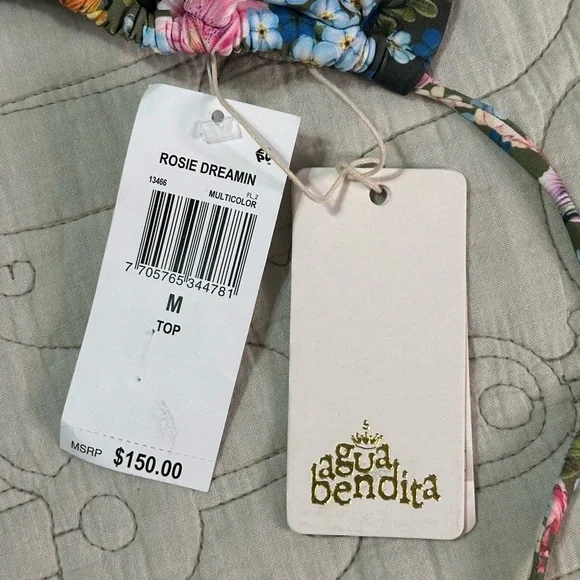 Agua Bendita Rosie Dreamin Bikini Top NWT Size M Beaded Straps - Picture 12 of 12